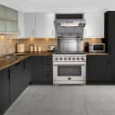 Capriasca 36-Inch Gas Range, Stainless Steel, 6 Brass Burners, 120,000 BTU, Convection Oven, Energy Efficient view 28