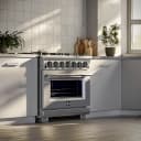 Capriasca 36-Inch Gas Range, Stainless Steel, 6 Brass Burners, 120,000 BTU, Convection Oven, Energy Efficient view 31