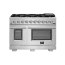 Capriasca 48-inch Gas Range Stainless Steel, 8 Brass Burners 160,000 BTU, 6.58 cu.ft. Double Oven view 1