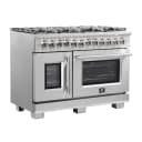 Capriasca 48-Inch Freestanding French Door Dual Fuel Range, 8 Burners, True Convection Oven view 3