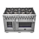 Capriasca 48-Inch Freestanding French Door Dual Fuel Range, 8 Burners, True Convection Oven view 4