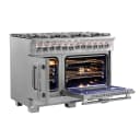 Capriasca 48-Inch Freestanding French Door Dual Fuel Range, 8 Burners, True Convection Oven view 7