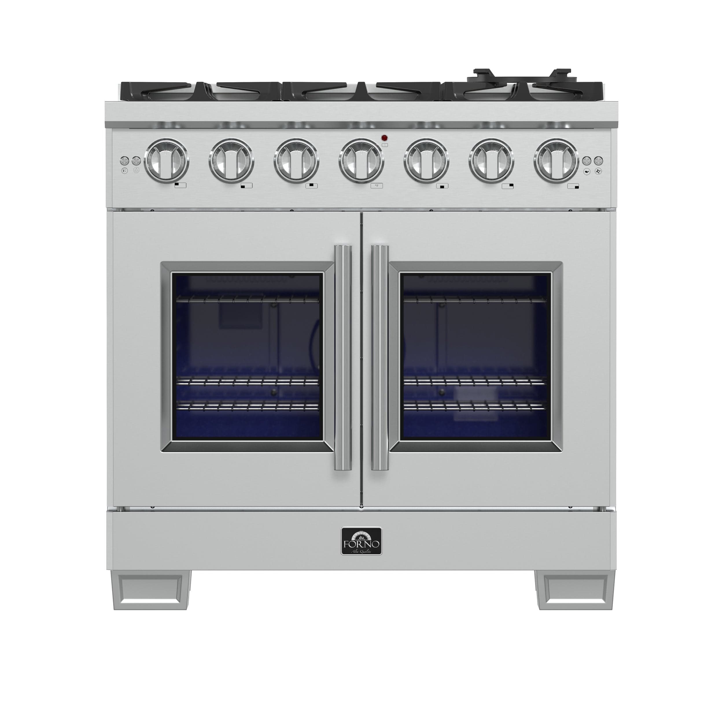 Capriasca 36-Inch Freestanding French Door Gas Range, 6 Burners, Convection Oven, Energy Efficient