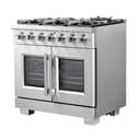 Capriasca 36-Inch Freestanding French Door Gas Range, 6 Burners, Convection Oven, Energy Efficient view 19