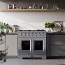 Capriasca 36-Inch Freestanding French Door Gas Range, 6 Burners, Convection Oven, Energy Efficient view 6