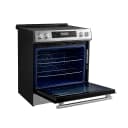Donatello Espresso 30-Inch Slide-In Stainless Steel Induction Range, Convection Oven, 5 Cooking Zones, Touch Control Panel view 4