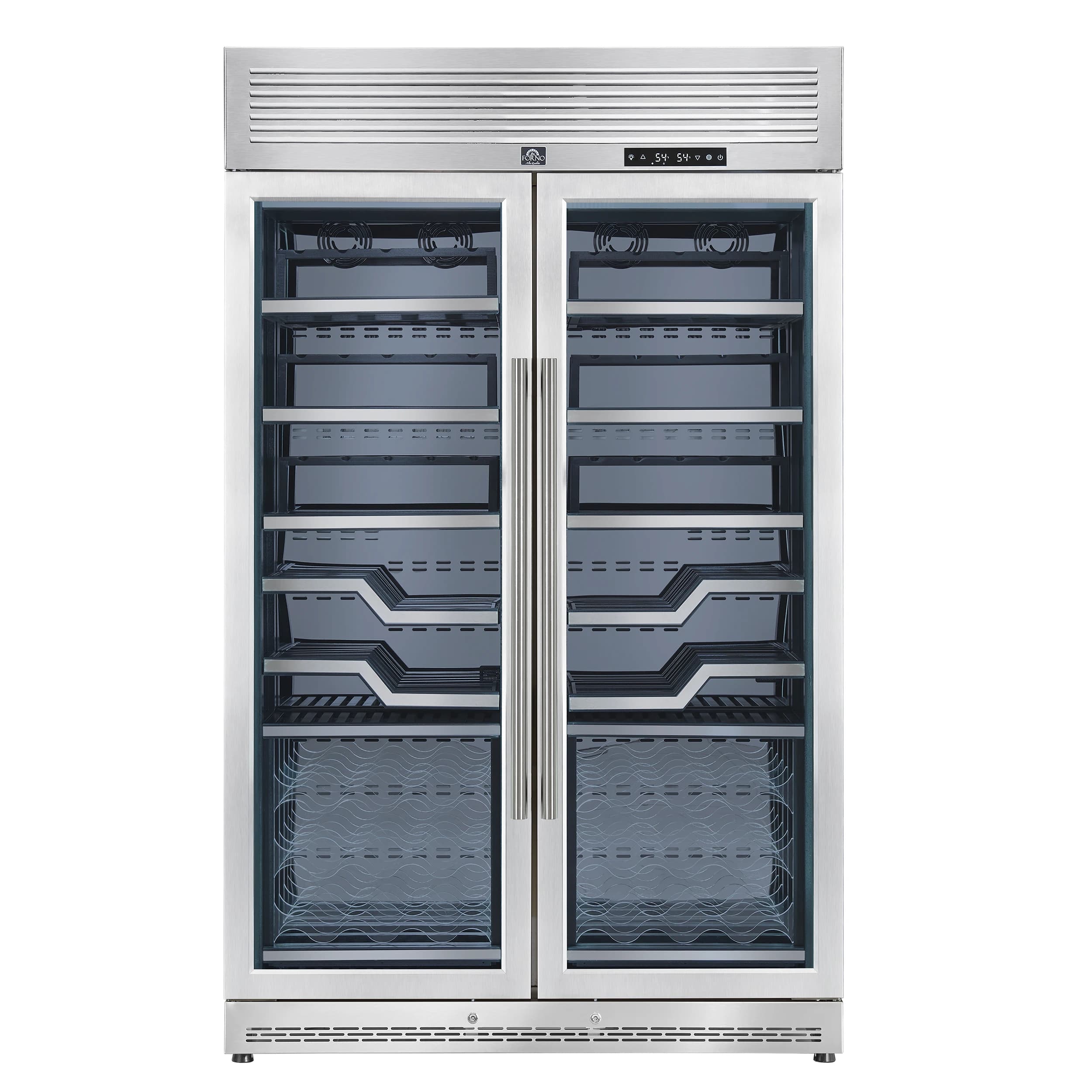 Abruzzo 48-Inch Dual Zone Wine Cellar, 102 Bottles, 24 cu. ft., Clear Acrylic Holders & Stainless Trim Shelves