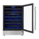 Bacchino 24 Inch Wine Cooler, Stainless Steel, with LED Lighting, Triple Glass Door, 51 Bottle Capacity, Built-In or Freestanding view 2