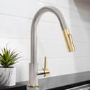Autograph Edition Gemini Pull Down Single Handle Kitchen Faucet In Brushed Nickel And Champagne Bronze view 2
