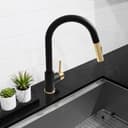 Autograph Edition Gemini Pull Down Single Handle Kitchen Faucet In Matte Black And Champagne Bronze view 9