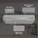 Glacier 36Inch 350 MAX Blower CFM 1.5 Sones Stainless Range Hood view 2
