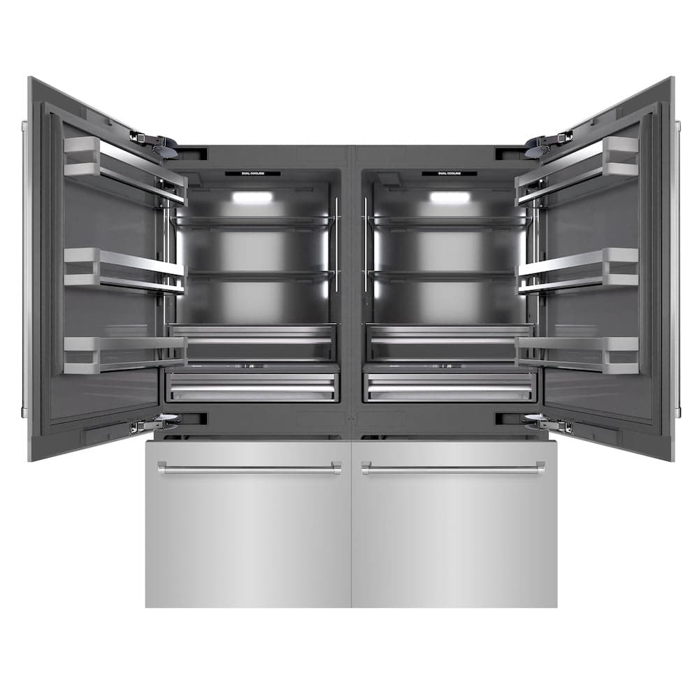 72 In. 39.6 Cu. Ft. French Door Built-in Bottom Freezer Refrigerator With Water Dispensers And Ice Makers In Stainless Steel With Graphite Gray Interior