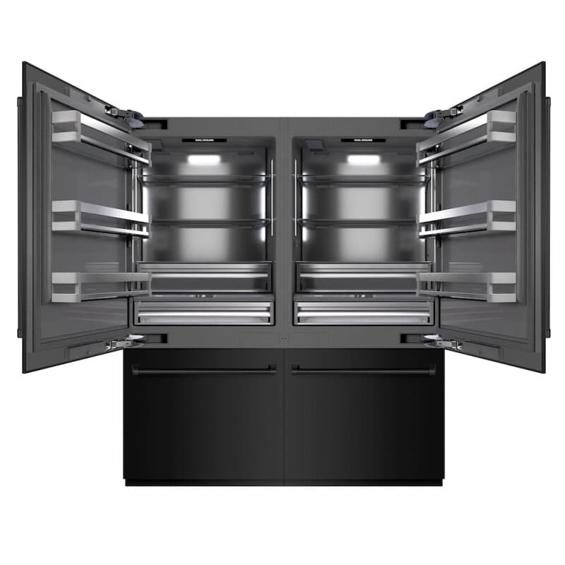 ZLINE 72 in. 39.6 cu. ft. French Door Built-In Bottom Freezer Refrigerator with Water Dispensers and Ice Makers in Black Stainless Steel with Graphite Gray Interior (GRBIT-BS-72)