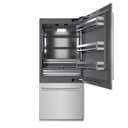 36 In. 19.8 Cu. Ft. Built-in Bottom Freezer Refrigerator With Water Dispenser And Ice Maker In Satin Stainless Steel With Graphite Gray Interior view 1