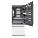 36 In. 19.8 Cu. Ft. Built-in Bottom Freezer Refrigerator With Water Dispenser And Ice Maker In White Matte With Graphite Gray Interior view 4