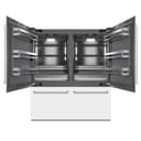 72 In. 39.6 Cu. Ft. French Door Built-in Bottom Freezer Refrigerator With Water Dispensers And Ice Makers In White Matte With Graphite Gray Interior view 1