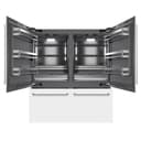 72 In. 39.6 Cu. Ft. French Door Built-in Bottom Freezer Refrigerator With Water Dispensers And Ice Makers In White Matte With Graphite Gray Interior view 3