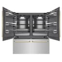 ZLINE Autograph Edition 72 in. 39.6 cu. ft. French Door Built-In Bottom Freezer Refrigerator with Water Dispensers and Ice Makers in Stainless Steel with Graphite Gray Interior and Polished Gold Accents (GRBITZ-304-72G) view 1