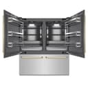 ZLINE Autograph Edition 72 in. 39.6 cu. ft. French Door Built-In Bottom Freezer Refrigerator with Water Dispensers and Ice Makers in Stainless Steel with Graphite Gray Interior and Polished Gold Accents (GRBITZ-304-72G) view 3