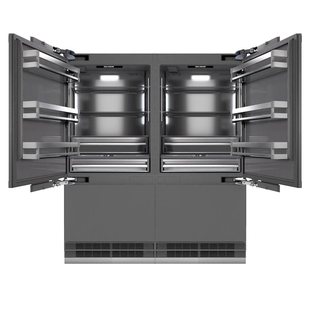 Autograph Edition 72 In. 39.6 Cu. Ft. Panel Ready French Door Built-in Bottom Freezer Refrigerator With Water Dispensers And Ice Makers With Graphite Gray Interior And Champagne Bronze Accents