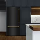 ZLINE Autograph Edition 36 in. 19.8 cu. ft. Built-In Bottom Freezer Refrigerator with Water Dispenser and Ice Maker in Black Stainless Steel with Graphite Gray Interior and Champagne Bronze Accents (GRBITZ-BS-36-CB) view 2