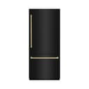 ZLINE Autograph Edition 36 in. 19.8 cu. ft. Built-In Bottom Freezer Refrigerator with Water Dispenser and Ice Maker in Black Stainless Steel with Graphite Gray Interior and Champagne Bronze Accents (GRBITZ-BS-36-CB) view 3