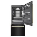 ZLINE Autograph Edition 36 in. 19.8 cu. ft. Built-In Bottom Freezer Refrigerator with Water Dispenser and Ice Maker in Black Stainless Steel with Graphite Gray Interior and Polished Gold Accents (GRBITZ-BS-36-G) view 4