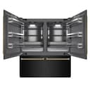 ZLINE Autograph Edition 72 in. 39.6 cu. ft. French Door Built-In Bottom Freezer Refrigerator with Water Dispensers and Ice Makers in Black Stainless Steel with Graphite Gray Interior and Champagne Bronze Accents (GRBITZ-BS-72-CB) view 1