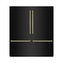 ZLINE Autograph Edition 72 in. 39.6 cu. ft. French Door Built-In Bottom Freezer Refrigerator with Water Dispensers and Ice Makers in Black Stainless Steel with Graphite Gray Interior and Polished Gold Accents (GRBITZ-BS-72-G) view 2