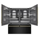 ZLINE Autograph Edition 72 in. 39.6 cu. ft. French Door Built-In Bottom Freezer Refrigerator with Water Dispensers and Ice Makers in Black Stainless Steel with Graphite Gray Interior and Polished Gold Accents (GRBITZ-BS-72-G) view 3