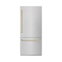 Autograph Edition 36 In. 19.8 Cu. Ft. Built-in Bottom Freezer Refrigerator With Water Dispenser And Ice Maker In Satin Stainless Steel With Graphite Gray Interior And Champagne Bronze Accents view 1