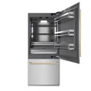 Autograph Edition 36 In. 19.8 Cu. Ft. Built-in Bottom Freezer Refrigerator With Water Dispenser And Ice Maker In Satin Stainless Steel With Graphite Gray Interior And Champagne Bronze Accents view 3