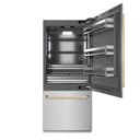 Autograph Edition 36 In. 19.8 Cu. Ft. Built-in Bottom Freezer Refrigerator With Water Dispenser And Ice Maker In Satin Stainless Steel With Graphite Gray Interior And Polished Gold Accents view 1