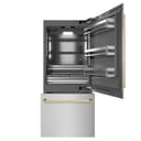 Autograph Edition 36 In. 19.8 Cu. Ft. Built-in Bottom Freezer Refrigerator With Water Dispenser And Ice Maker In Satin Stainless Steel With Graphite Gray Interior And Polished Gold Accents view 4