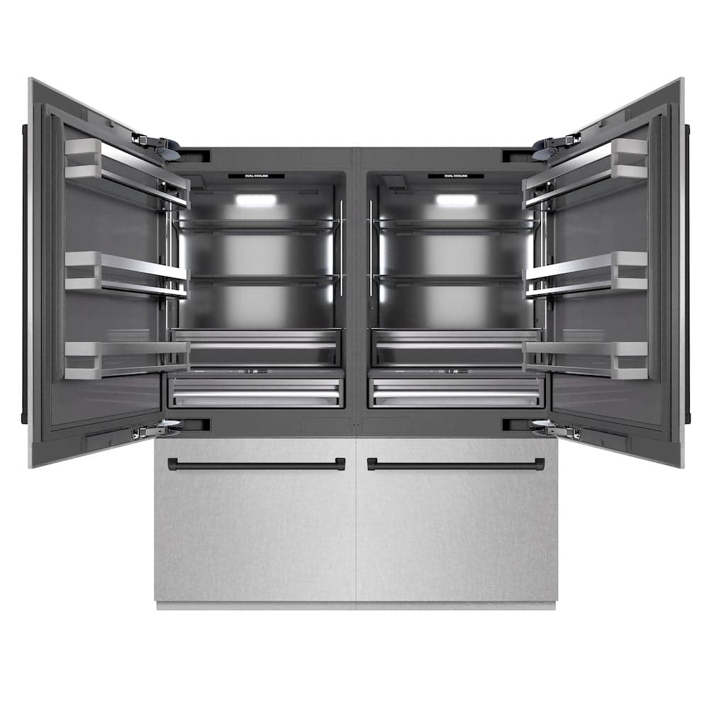 Autograph Edition 72 In. 39.6 Cu. Ft. French Door Built-in Bottom Freezer Refrigerator With Water Dispensers And Ice Makers In Satin Stainless Steel With Graphite Gray Interior And Matte Black Accents
