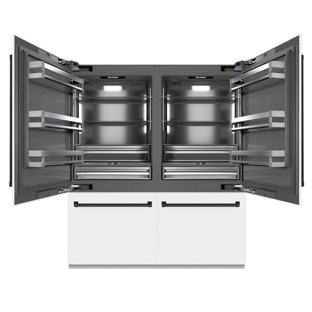 Autograph Edition 72 In. 39.6 Cu. Ft. French Door Built-in Bottom Freezer Refrigerator With Water Dispensers And Ice Makers In White Matte With Graphite Gray Interior And Matte Black Accents
