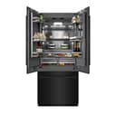 36 In. 19.6 Cu. Ft. French Door Built-in Bottom Freezer Refrigerator With Water Dispenser And Ice Maker In Black Stainless Steel With Graphite Gray Interior view 10