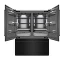 60 In. 32.2 Cu. Ft. French Door Built-in Bottom Freezer Refrigerator With Water Dispensers And Ice Makers In Black Stainless Steel With Graphite Gray Interior view 1