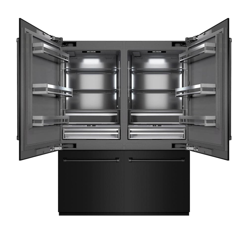 60 In. 32.2 Cu. Ft. French Door Built-in Bottom Freezer Refrigerator With Water Dispensers And Ice Makers In Black Stainless Steel With Graphite Gray Interior