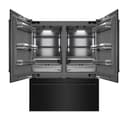60 In. 32.2 Cu. Ft. French Door Built-in Bottom Freezer Refrigerator With Water Dispensers And Ice Makers In Black Stainless Steel With Graphite Gray Interior view 17