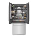 36 In. 19.6 Cu. Ft. French Door Built-in Bottom Freezer Refrigerator With Water Dispenser And Ice Maker In Satin Stainless Steel With Graphite Gray Interior view 17