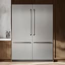 60 In. 32.2 Cu. Ft. French Door Built-in Bottom Freezer Refrigerator With Water Dispensers And Ice Makers In Satin Stainless Steel With Graphite Gray Interior view 11