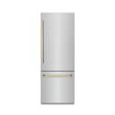 ZLINE Autograph Edition 30 in. 16.1 cu. ft. Built-In Bottom Freezer Refrigerator with Water Dispenser and Ice Maker in Stainless Steel with Graphite Gray Interior and Polished Gold Accents (GRBIVZ-304-30G) view 11