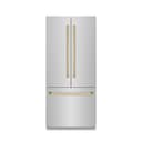 ZLINE Autograph Edition 36 in. 19.6 cu. ft. French Door Built-In Bottom Freezer Refrigerator with Water Dispenser and Ice Maker in Stainless Steel with Graphite Gray Interior and Polished Gold Accents (GRBIVZ-304-36G) view 11
