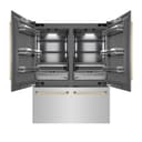 ZLINE Autograph Edition 60 in. 32.2 cu. ft. French Door Built-In Bottom Freezer Refrigerator with Water Dispenser and Ice Maker in Stainless Steel with Graphite Gray Interior and Polished Gold Accents (GRBIVZ-304-60G) view 1