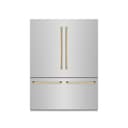 ZLINE Autograph Edition 60 in. 32.2 cu. ft. French Door Built-In Bottom Freezer Refrigerator with Water Dispenser and Ice Maker in Stainless Steel with Graphite Gray Interior and Polished Gold Accents (GRBIVZ-304-60G) view 19