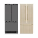 ZLINE Autograph Edition 36 in. 19.6 cu. ft. Panel Ready French Door Built-In Bottom Freezer Refrigerator with Water Dispenser and Ice Maker with Graphite Gray Interior and Champagne Bronze Accents (GRBIVZ-36-CB) view 20