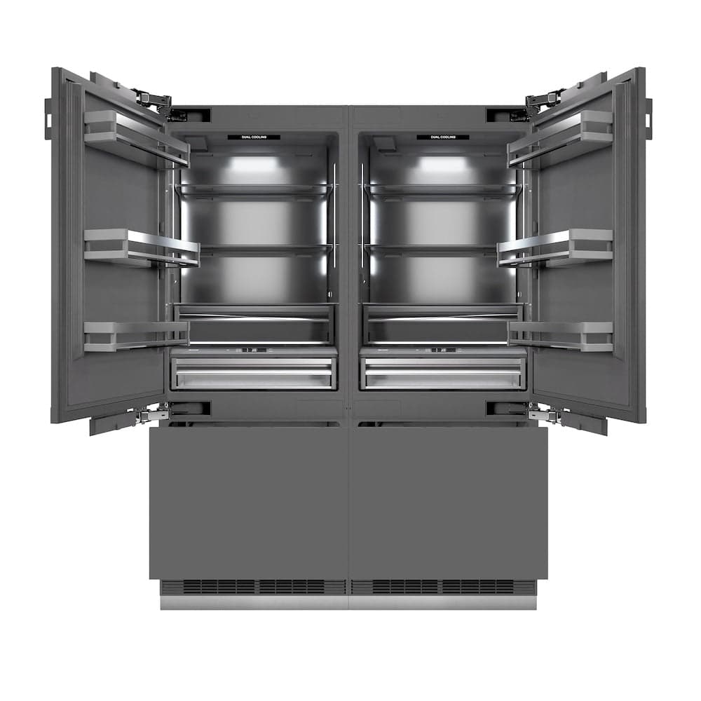 Autograph Edition 60 In. 32.2 Cu. Ft. Panel Ready French Door Built-in Bottom Freezer Refrigerator With Water Dispenser And Ice Maker With Graphite Gray Interior And Polished Gold Accents