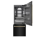 ZLINE Autograph Edition 30 in. 16.1 cu. ft. Built-In Bottom Freezer Refrigerator with Water Dispenser and Ice Maker in Black Stainless Steel with Graphite Gray Interior and Champagne Bronze Accents (GRBIVZ-BS-30-CB) view 1