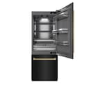 ZLINE Autograph Edition 30 in. 16.1 cu. ft. Built-In Bottom Freezer Refrigerator with Water Dispenser and Ice Maker in Black Stainless Steel with Graphite Gray Interior and Champagne Bronze Accents (GRBIVZ-BS-30-CB) view 18